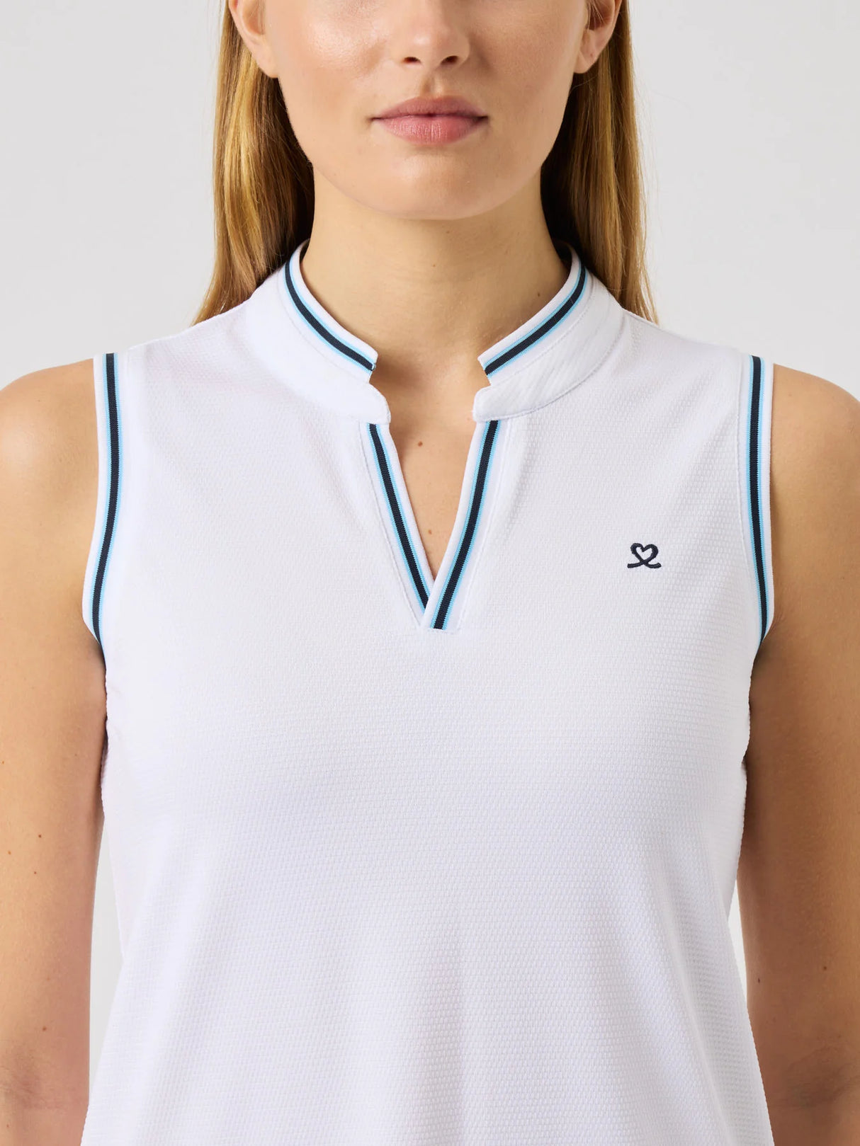 Daily Sports Round Neck Sleeveless Top - White