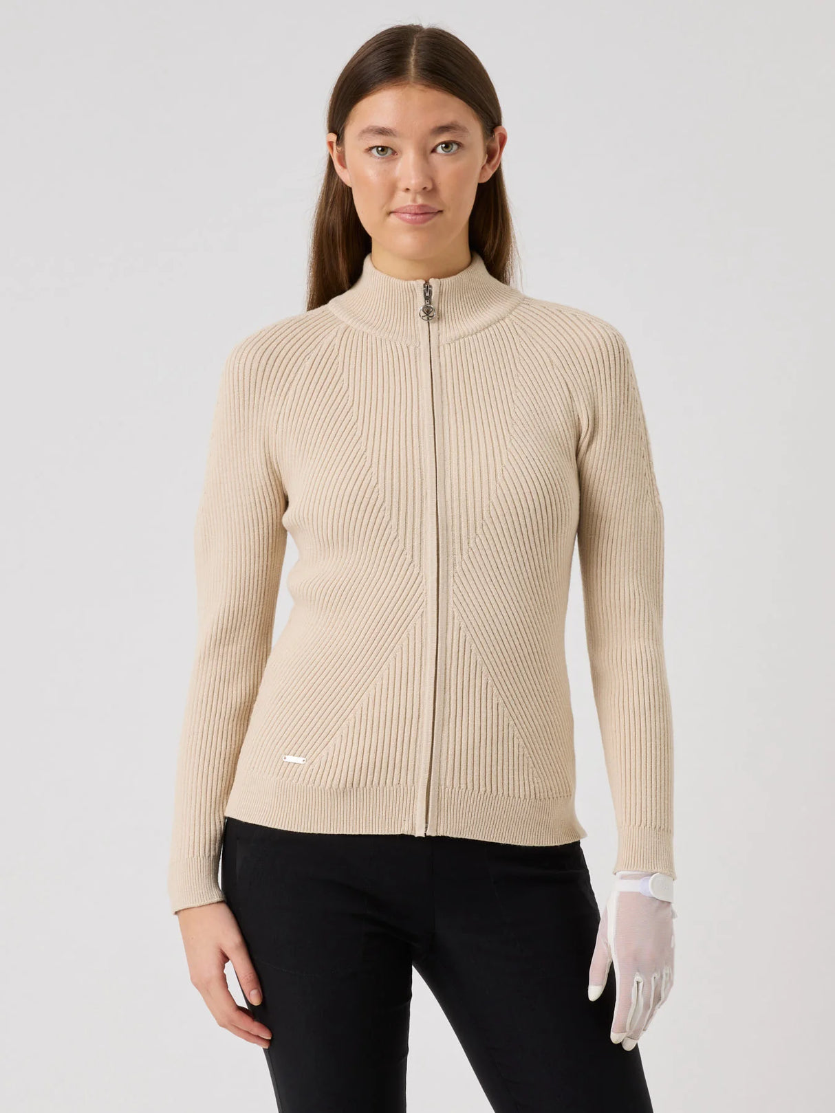Daily Sports Rib Long-Sleeved Cardigan - Oyster