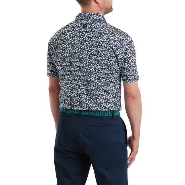 Footjoy Hidden Palm Print Lisle - Navy/White