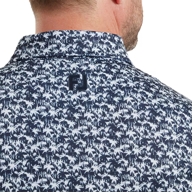 Footjoy Hidden Palm Print Lisle - Navy/White