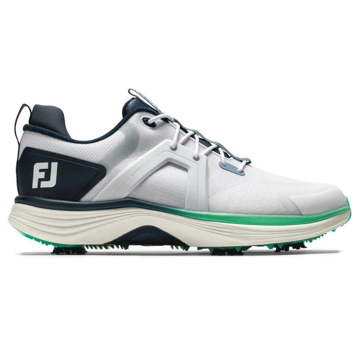 Footjoy HyperFlex 26 Herre golfsko, hvid og groen, profil