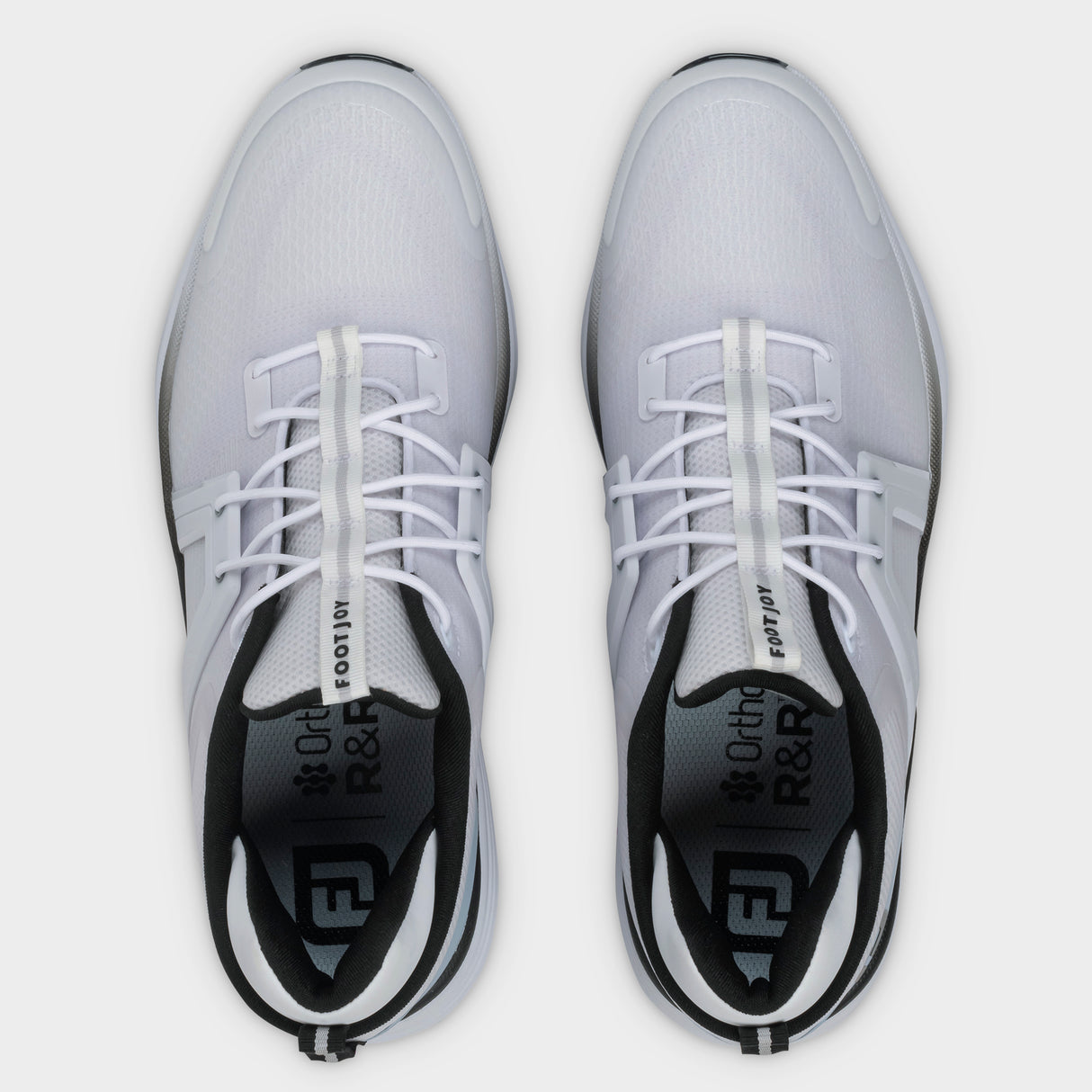 Footjoy HyperFlex 26 Herre golfsko, hvid og blaa, ovenfra