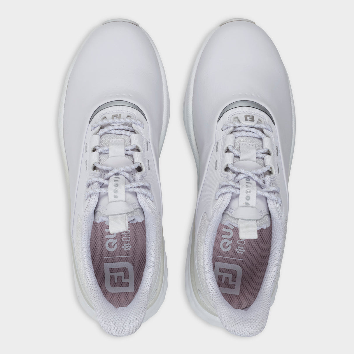 Footjoy Quantum 26 Dame golfsko, hvid og graa, ovenfra