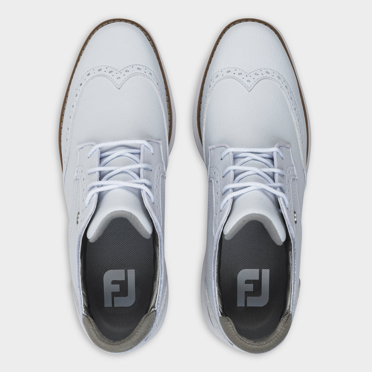 Footjoy Traditions Spikeless Wing Tip 26 Dame golfsko, hvid, ovenfra