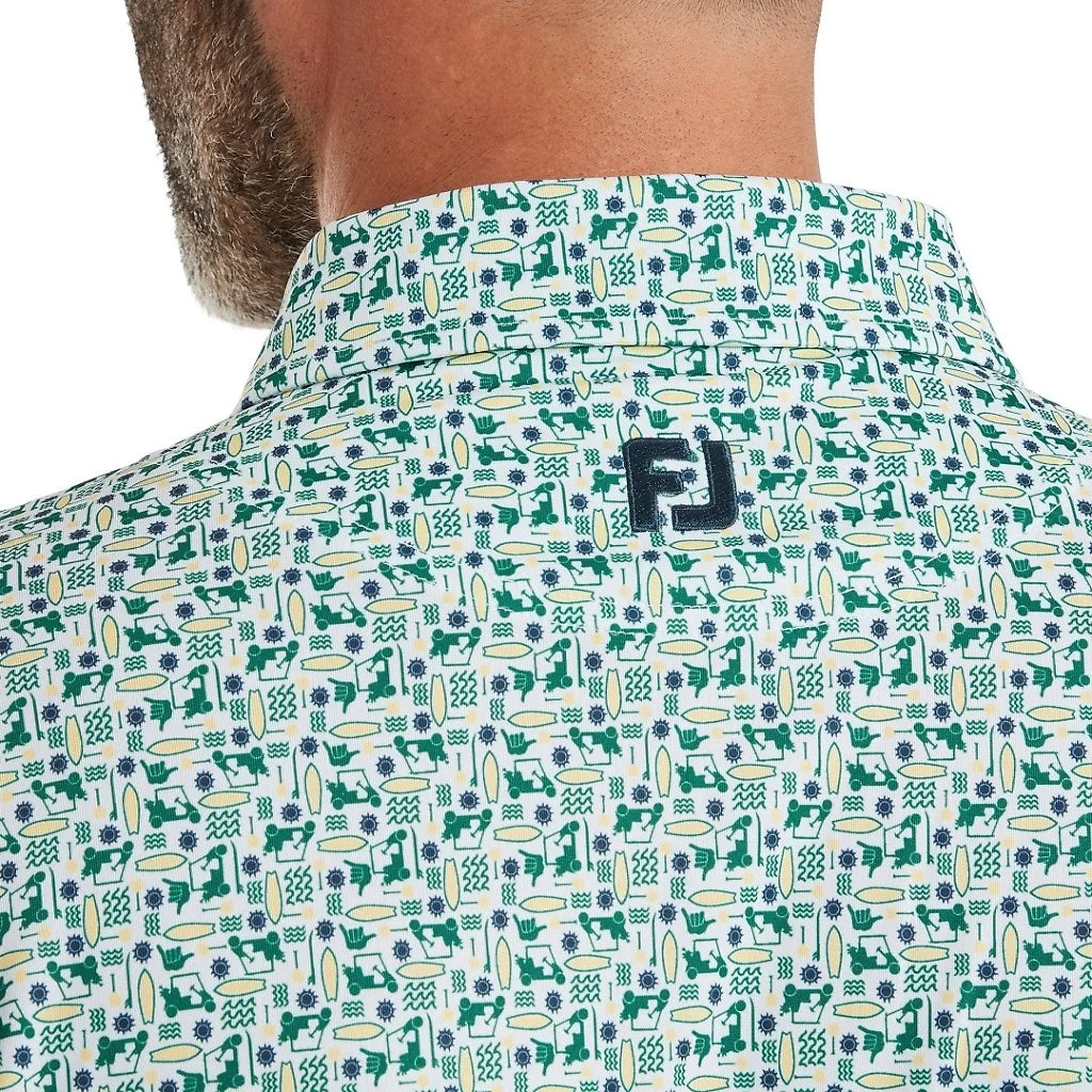 FootJoy Surfs Up Print Lisle Polo - Field Green