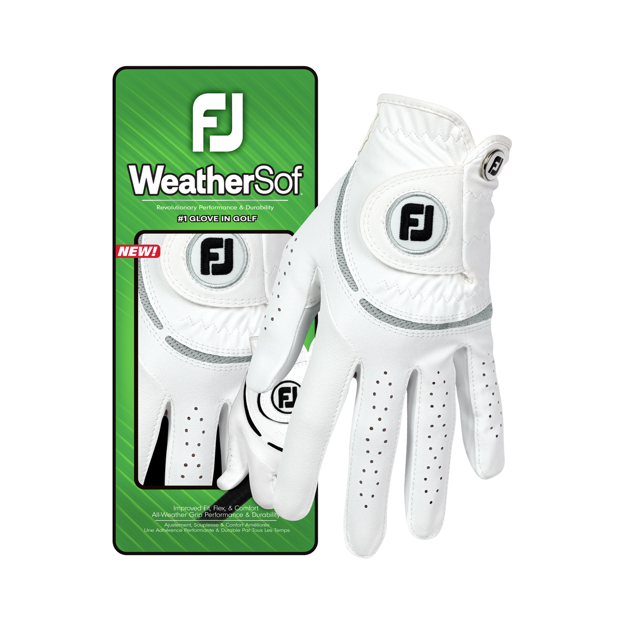 Footjoy WeatherSof Dame golfhandske, hvid / grå