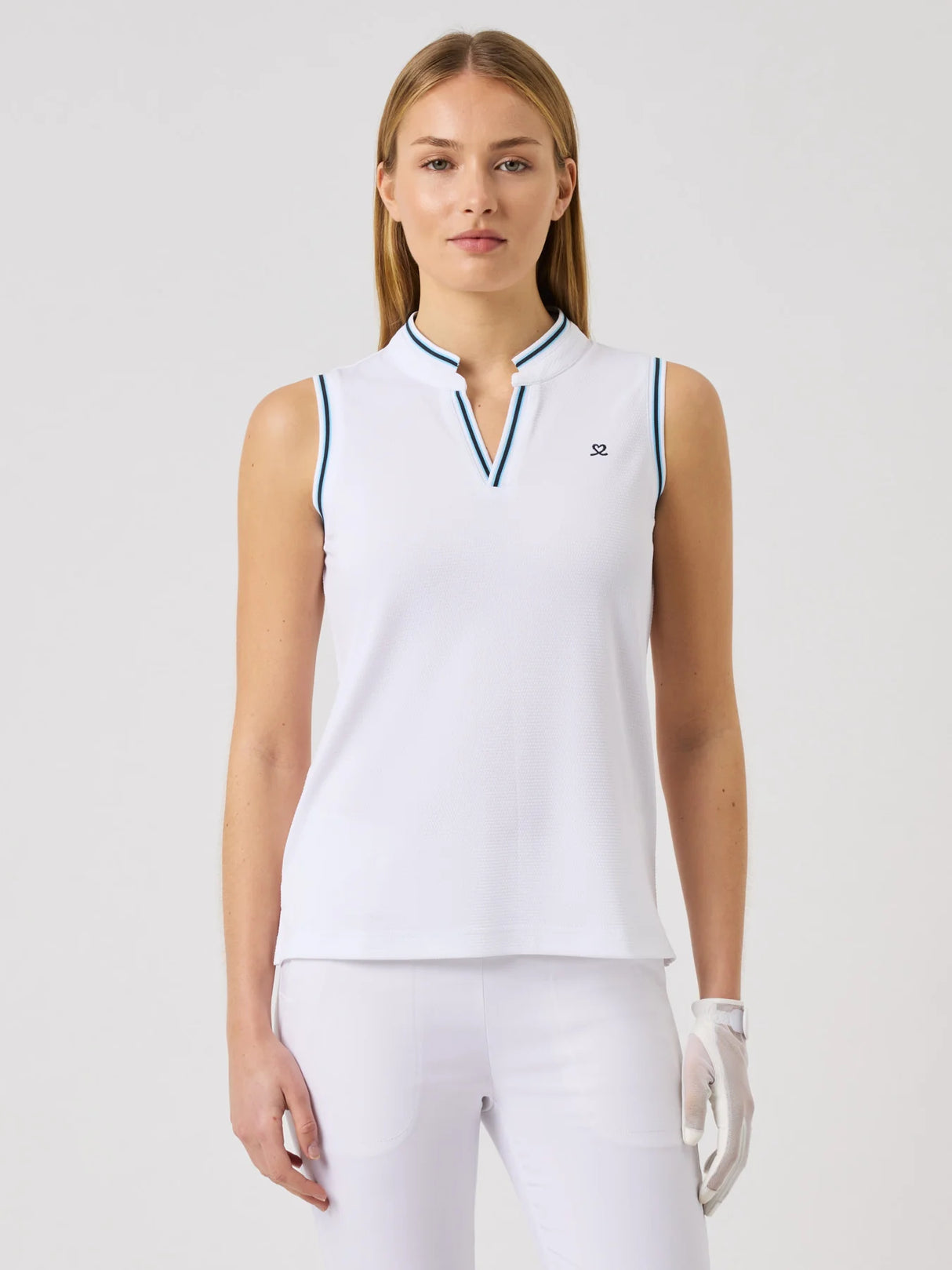 Daily Sports Round Neck Sleeveless Top - White