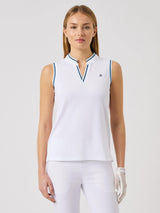 Daily Sports Round Neck Sleeveless Top - White