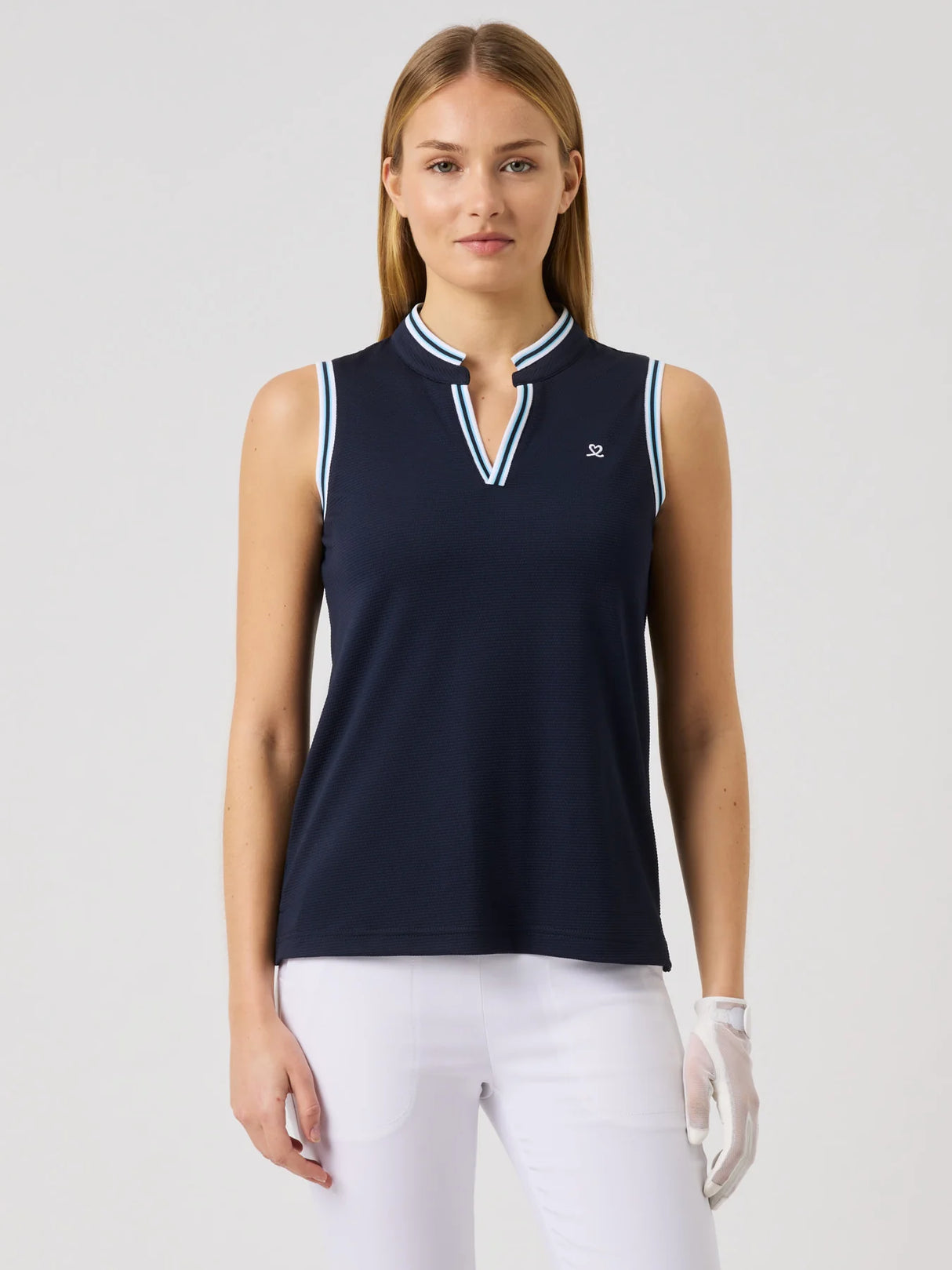 Daily Sports Round Neck Sleeveless Top - Navy