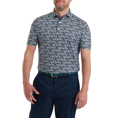Footjoy Hidden Palm Print Lisle - Navy/White