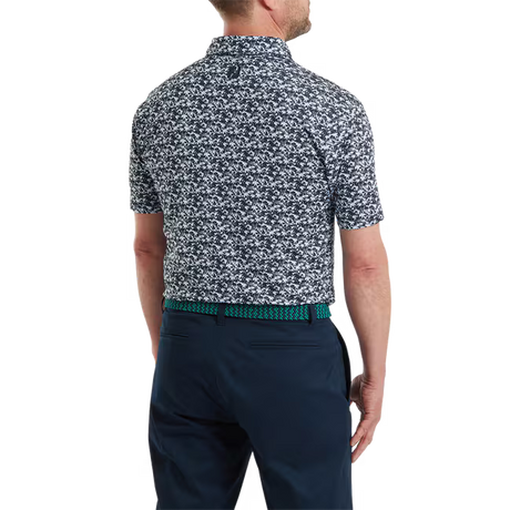 Footjoy Hidden Palm Print Lisle - Navy/White