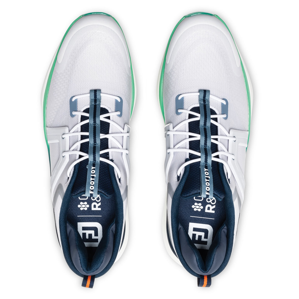 Footjoy HyperFlex 26 Herre golfsko, hvid og groen, ovenfra
