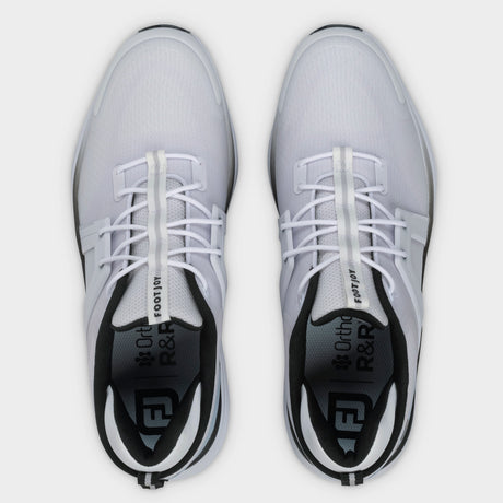 Footjoy HyperFlex 26 Herre golfsko, hvid og blaa, ovenfra