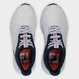 Footjoy Pulse 26 Dame golfsko, hvid og blaa, ovenfra
