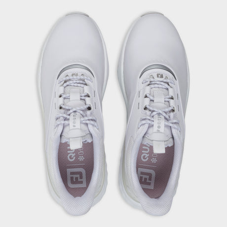 Footjoy Quantum 26 Dame golfsko, hvid og graa, ovenfra