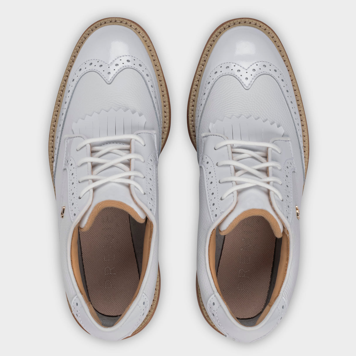 Footjoy Premiere Series Madison 26 Dame golfsko, hvid og tan, ovenfra
