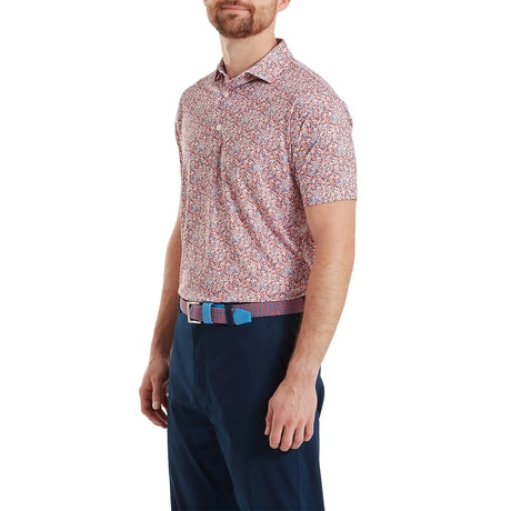 FootJoy Meadow Print Lisle Pique - Nantucket Red/Chambray/Coastal Blue