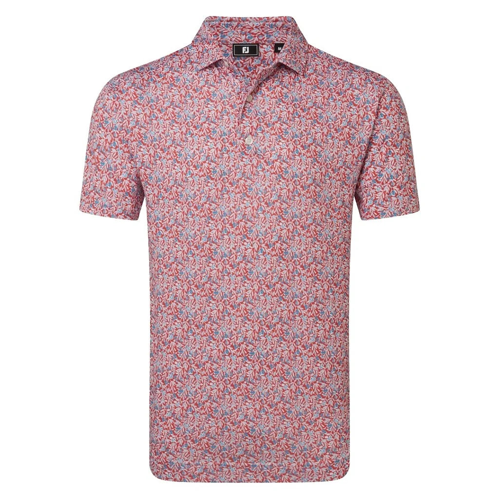 FootJoy Meadow Print Lisle Pique - Nantucket Red/Chambray/Coastal Blue