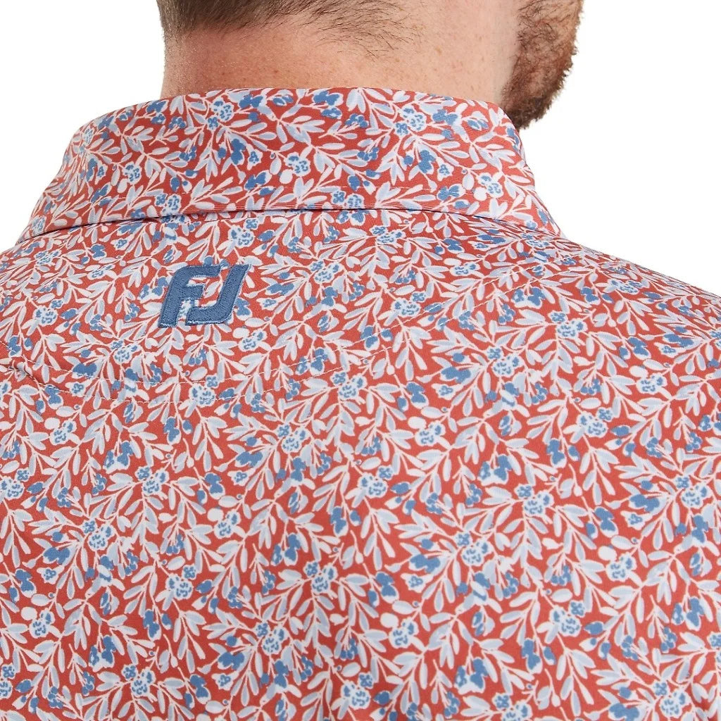 FootJoy Meadow Print Lisle Pique - Nantucket Red/Chambray/Coastal Blue