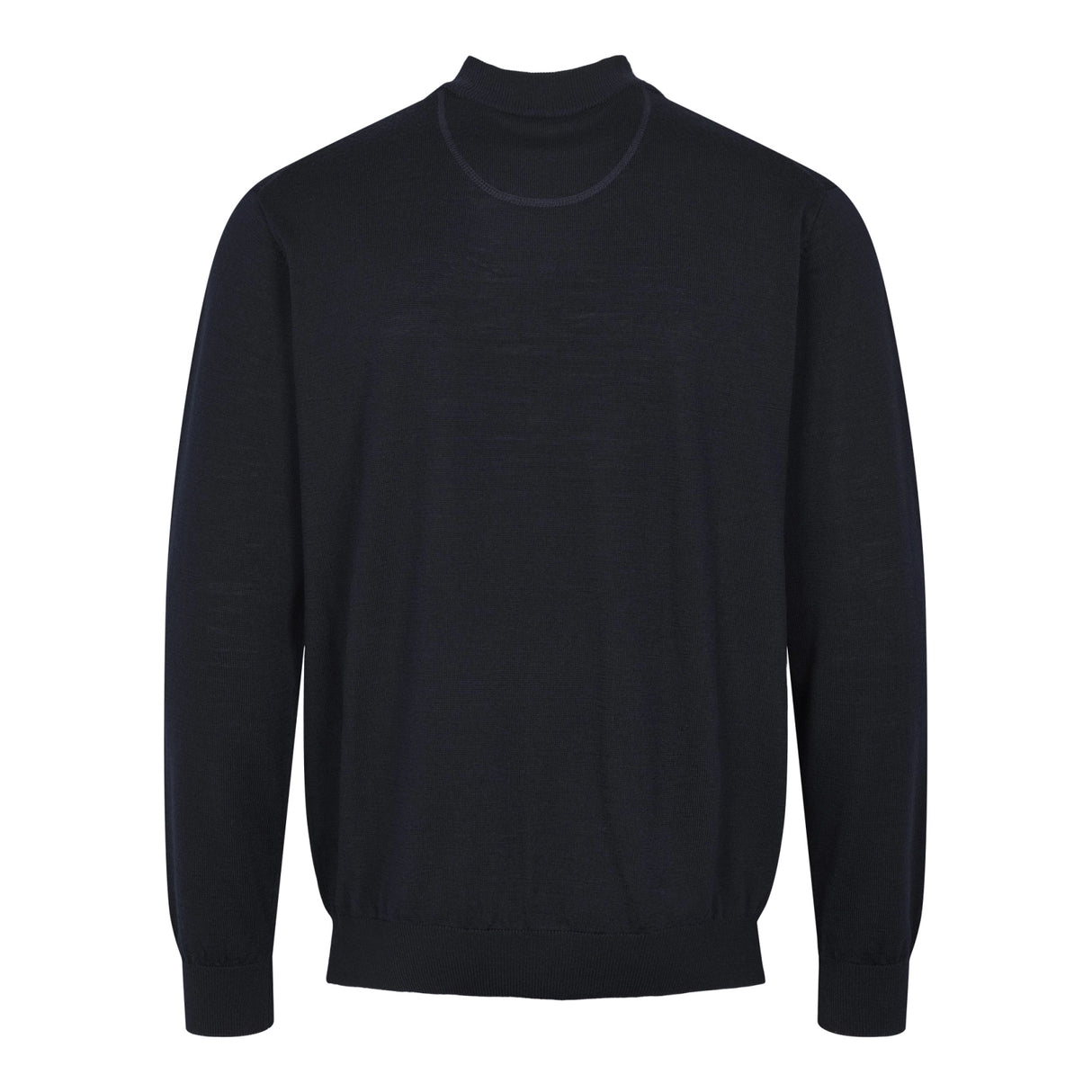 Harris merino strik med krave og zip - Navy