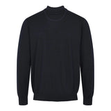 Harris merino strik med krave og zip - Navy