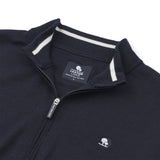 Harris merino strik med krave og zip - Navy