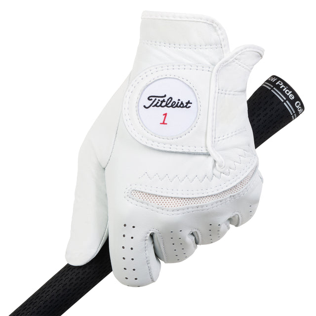 Titleist Perma-Soft golfhandske paa greb, Pearl