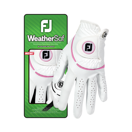 Footjoy WeatherSof Dame golfhandske, hvid / pink