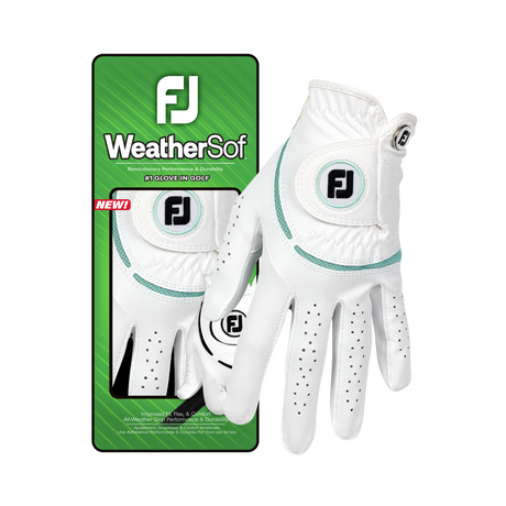 Footjoy WeatherSof Dame golfhandske, hvid / sea glass